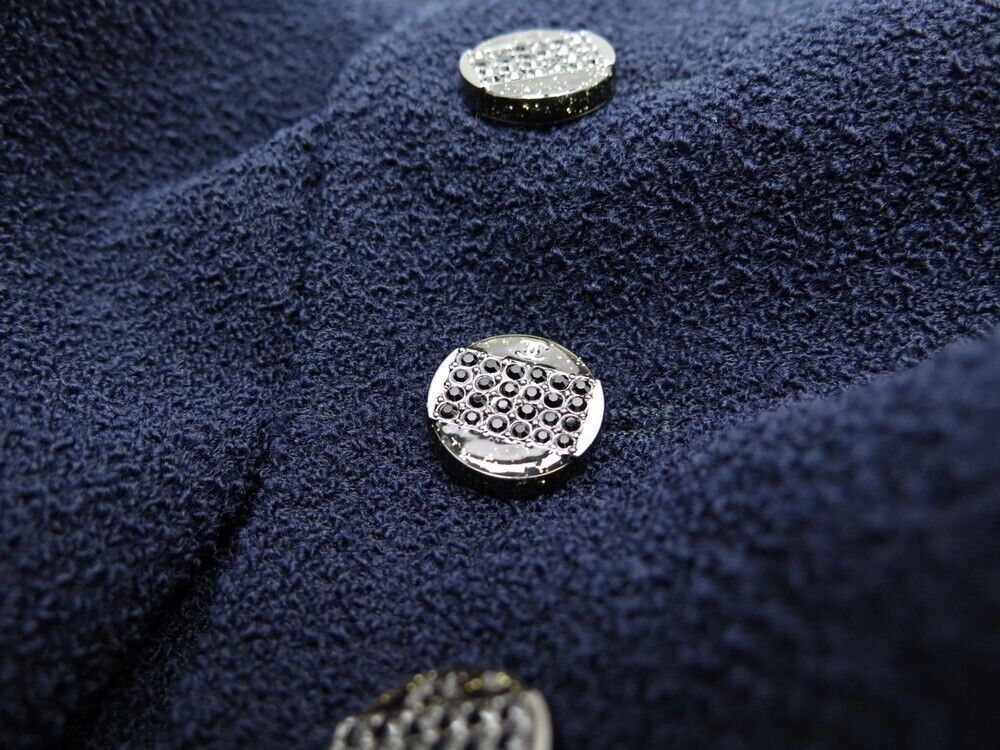 Amazing Rare Chanel Navy Tweed Blazer Jacket F 34 UK 6 US 2 XS ladies