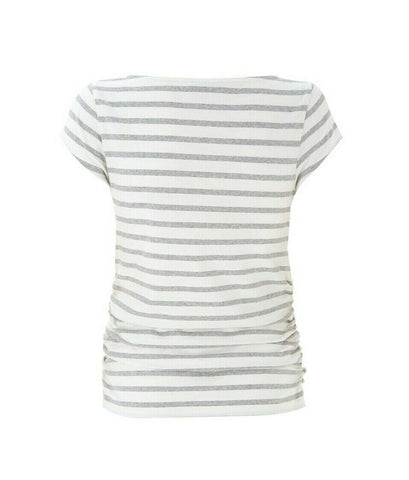 PURE COLLECTION Luxury SILVER WHITE STRIPED T shirt UK 10 US 4 ladies
