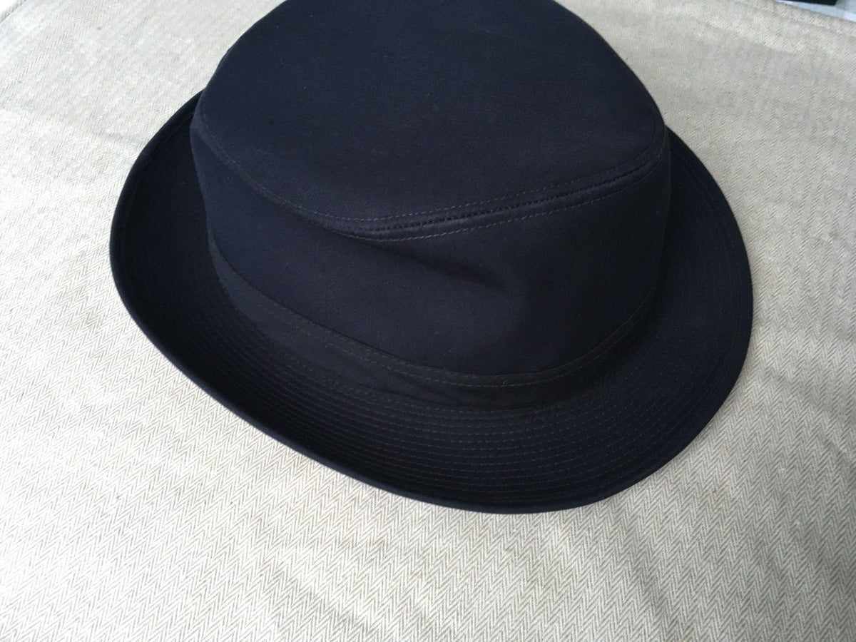 Hermès Hermes Paris Navy Blue Cotton H Embroidered Funky Fedora Hat Size 58 Men