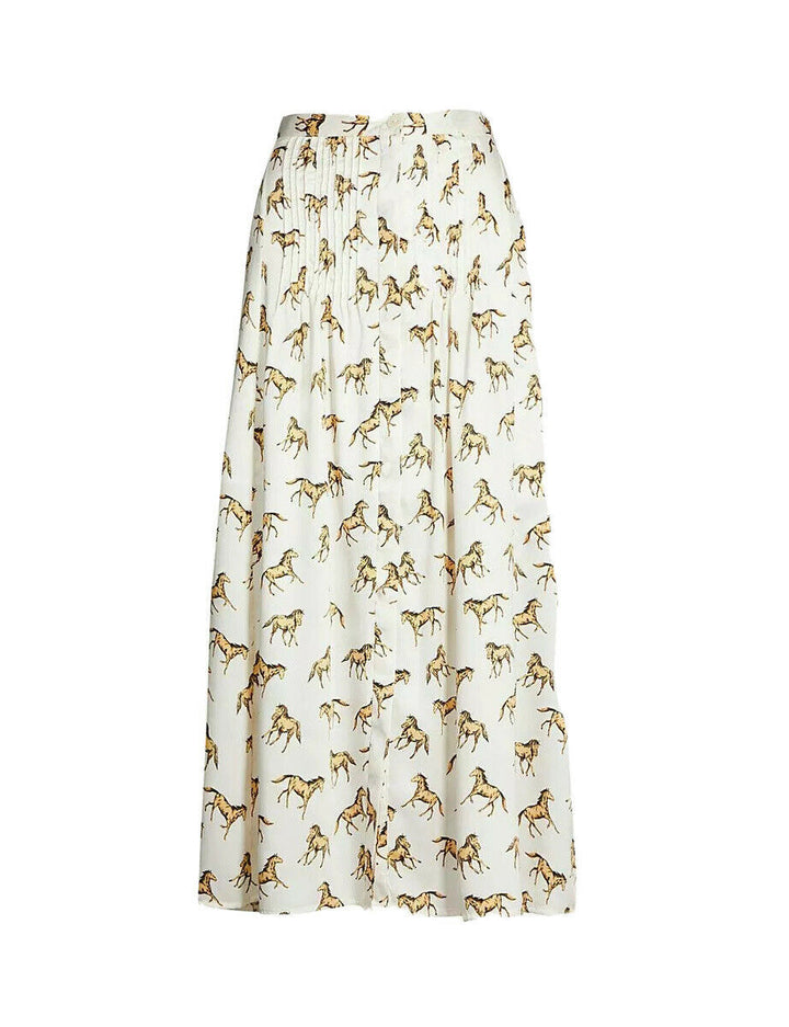Topshop Horse-print pleated woven midi skirt UK 6 US 2 EU 34 ladies