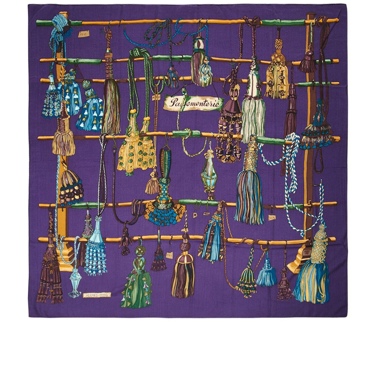 Hermès Hermes Paris Purple Passementerie Cashmere Silk Shawl -140cm Scarf/Wrap ladies