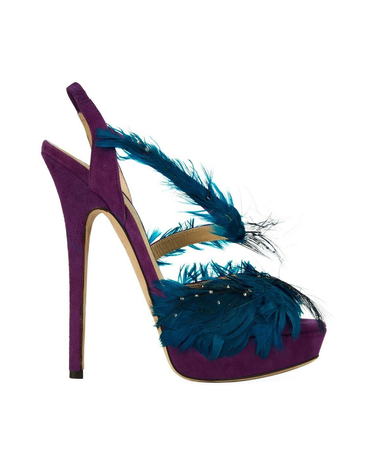 JIMMY CHOO Marlene Suede And Feathers Platform Sandals SHOES SIZE 38  Ladies