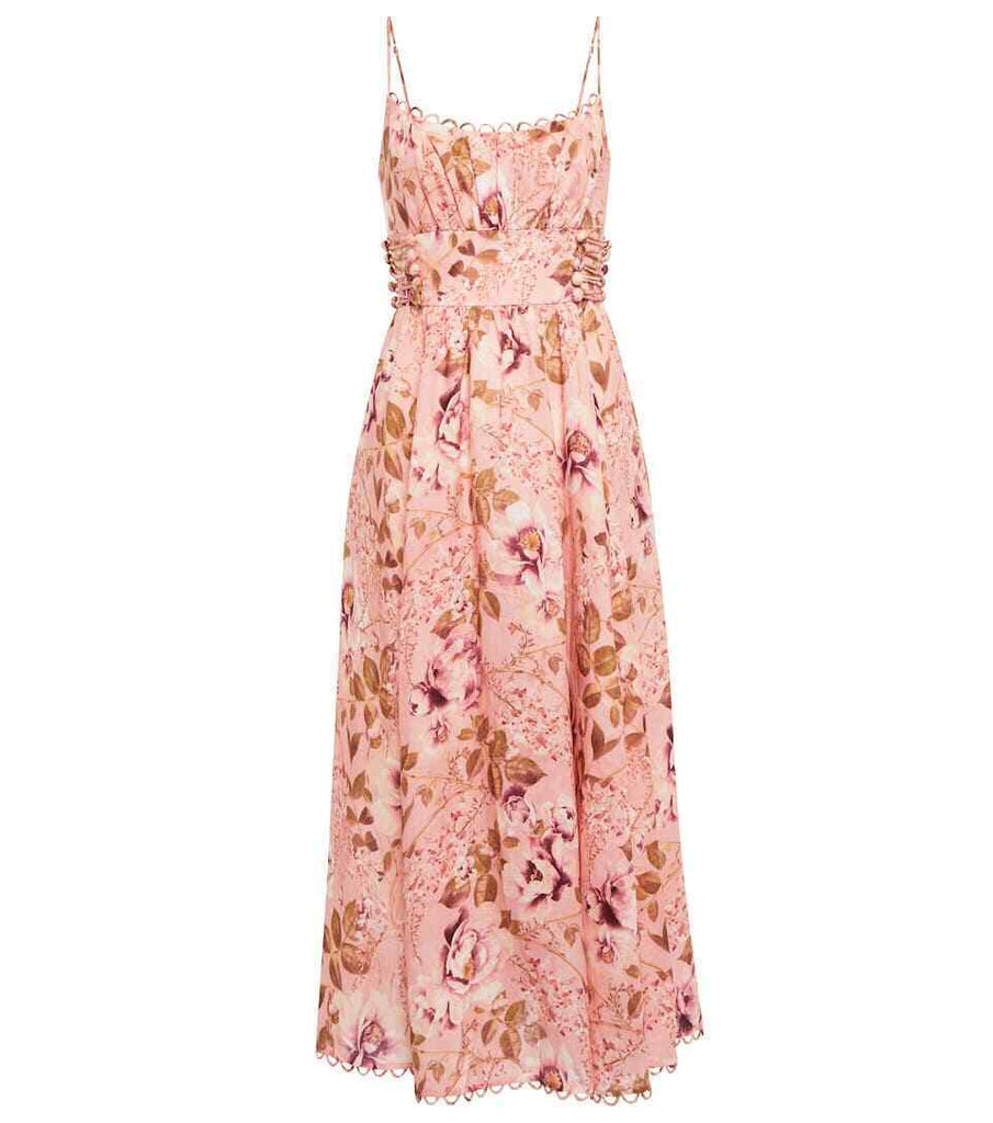 zimmermann rosa linen midi dress Zimmermann Ascension floral linen midi dress