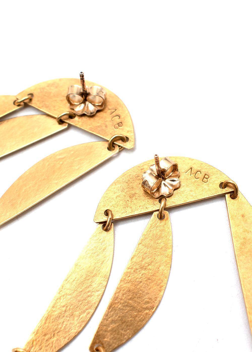 MOST WANTED Large Annie Costello Brown 18k Gold vermeil Rain drop earrings ladies
