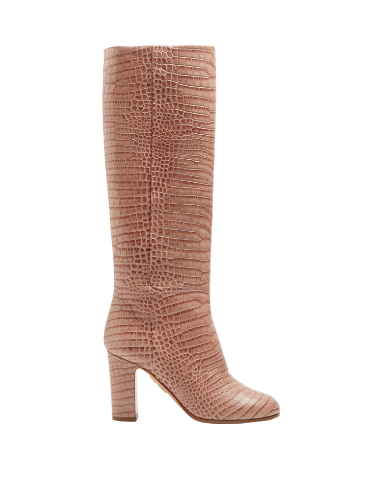 Aquazzura Brera 85 crocodile-print leather knee-high boots Size 37 US 7 UK 4 ladies