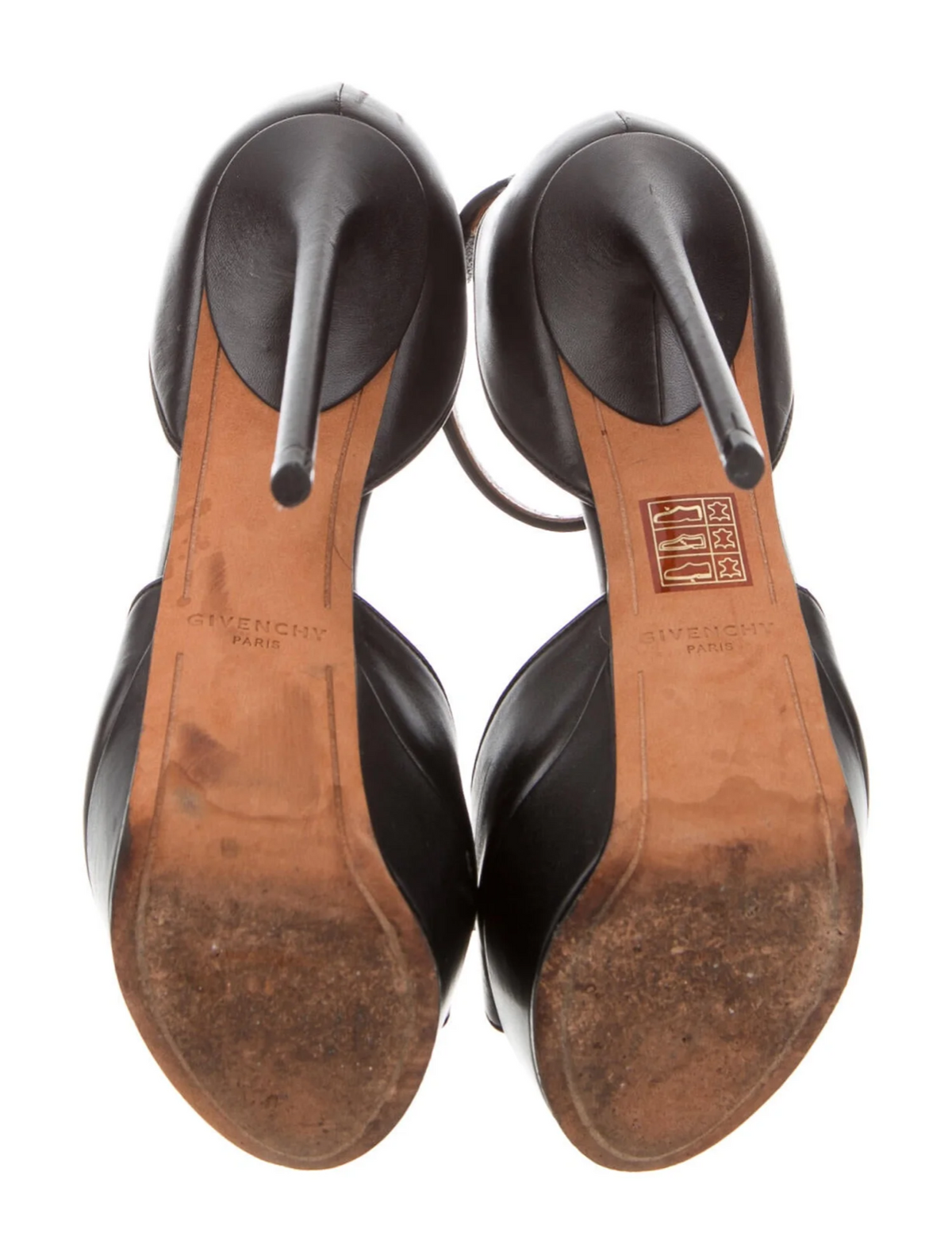 Givenchy Black Leather Shark Tooth Ankle Strap Open Toe Platform Sandal Size 37 ladies