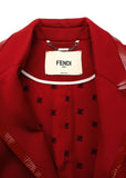 FENDI Red wool patent leather-trimmed jacket blazer Size I 40 S small ladies