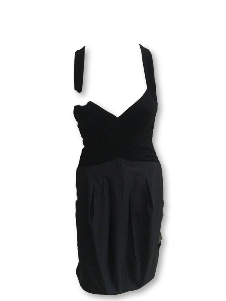 BCBG MAX AZRIA BLACK "ACJ6AU23" JERSEY TAFFETA HALTER DRESS SIZE 4 UK Afashionistastore BCBG MAX AZRIA BLACK "ACJ6AU23" JERSEY TAFFETA HALTER DRESS SIZE 4 UK Afashionistastore