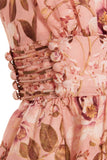ZIMMERMANN 2022 Rosa floral-print linen midi dress Size 0P XXS ladies