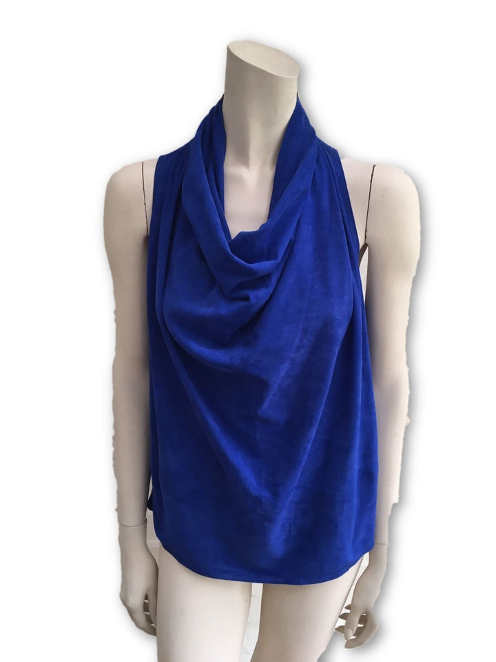 Balmain Suede cowl top electric blue F 36 UK 8 US 4 S Small Ladies