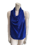 Balmain Suede cowl top electric blue F 36 UK 8 US 4 S Small Ladies