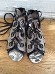 Chrissie Morris $1275 Lulu Cut-out Sandals Flats Lace Up Sandals 36 UK 3 US 6 LADIES
