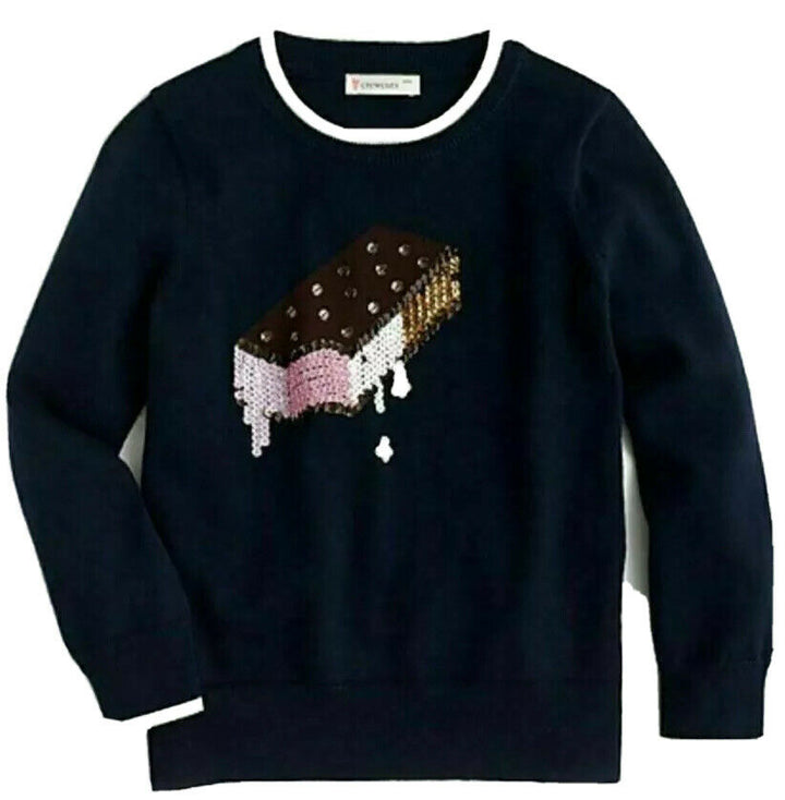Crewcuts by J. Crew Sweater Ice Cream Sandwich Sequins Jumper Size 4-5 years children