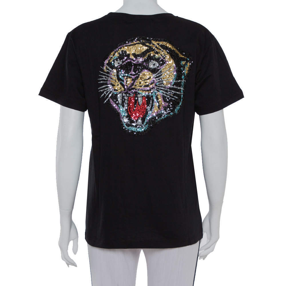 Unisex GUCCI LIMITED EDITIN Tiger Sequins logo oversized T shirt SIZE S Small ladies