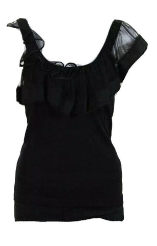 Philosophy di Alberta Ferretti Womens Sleeveless Ruffled Tank Top Black I 40 US4 ladies