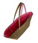 Valentino Calfskin Rockstud Double Medium Reversible Tote Pink Khaki Bag ladies