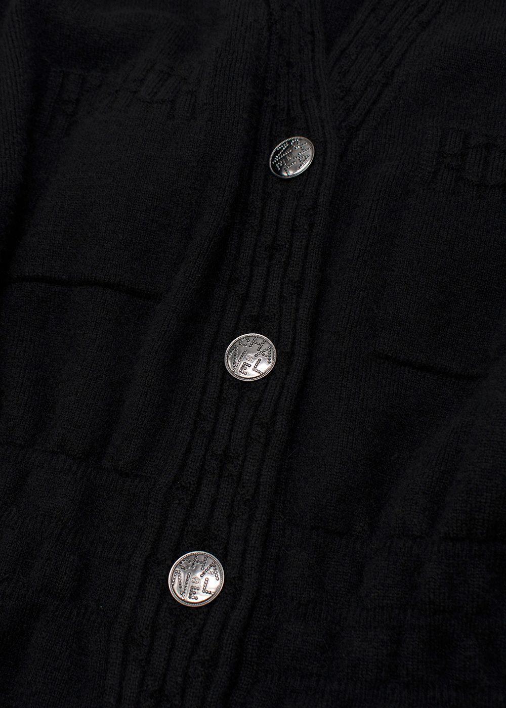 Chanel 4 Pockets Black Cashmere Iconic 2022 Cardigan Dress F 42 UK 14 US 10 ladies