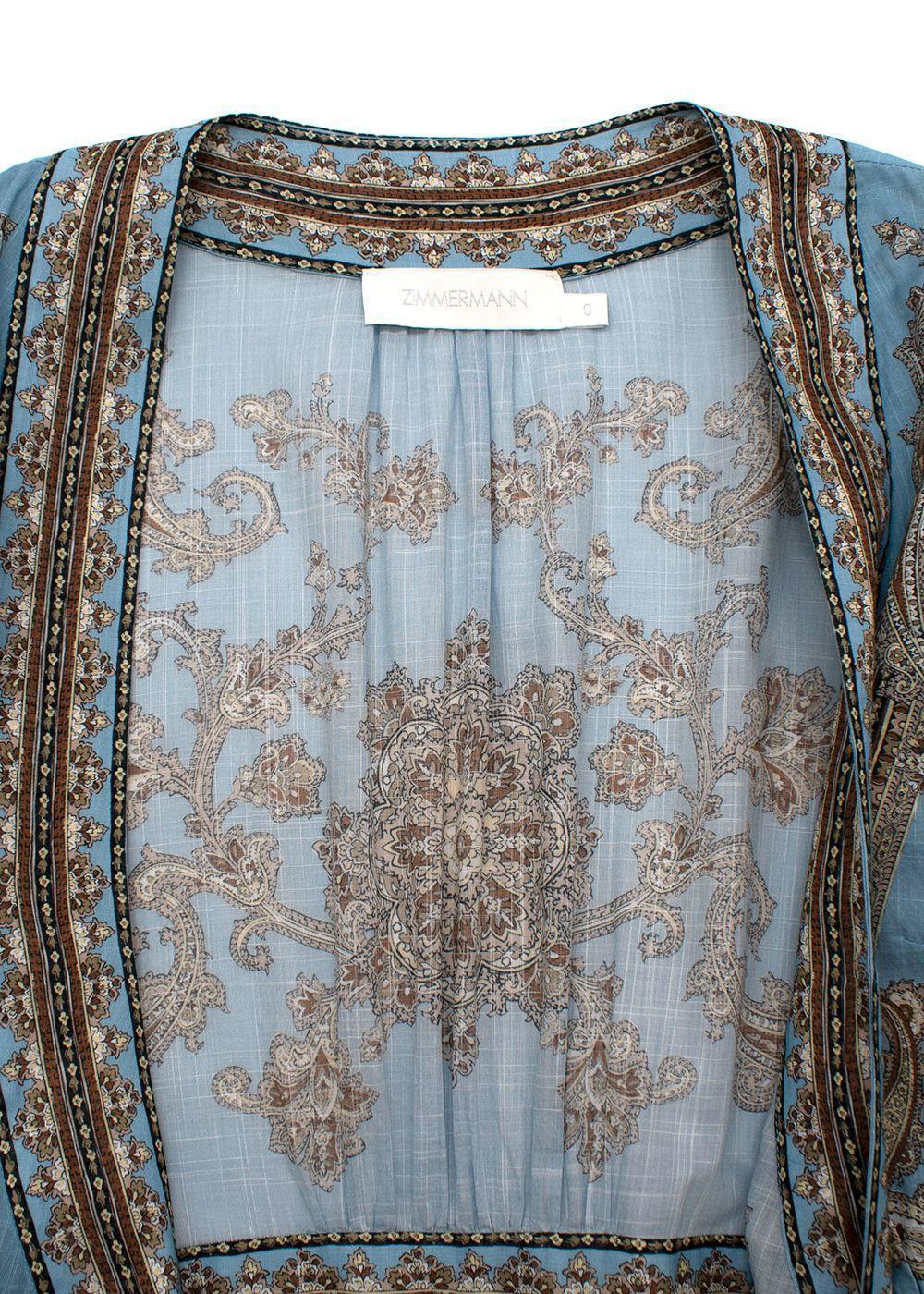 ZIMMERMANN Fiesta Paisley-Print Wrap Long Dress Size 0 XS ladies