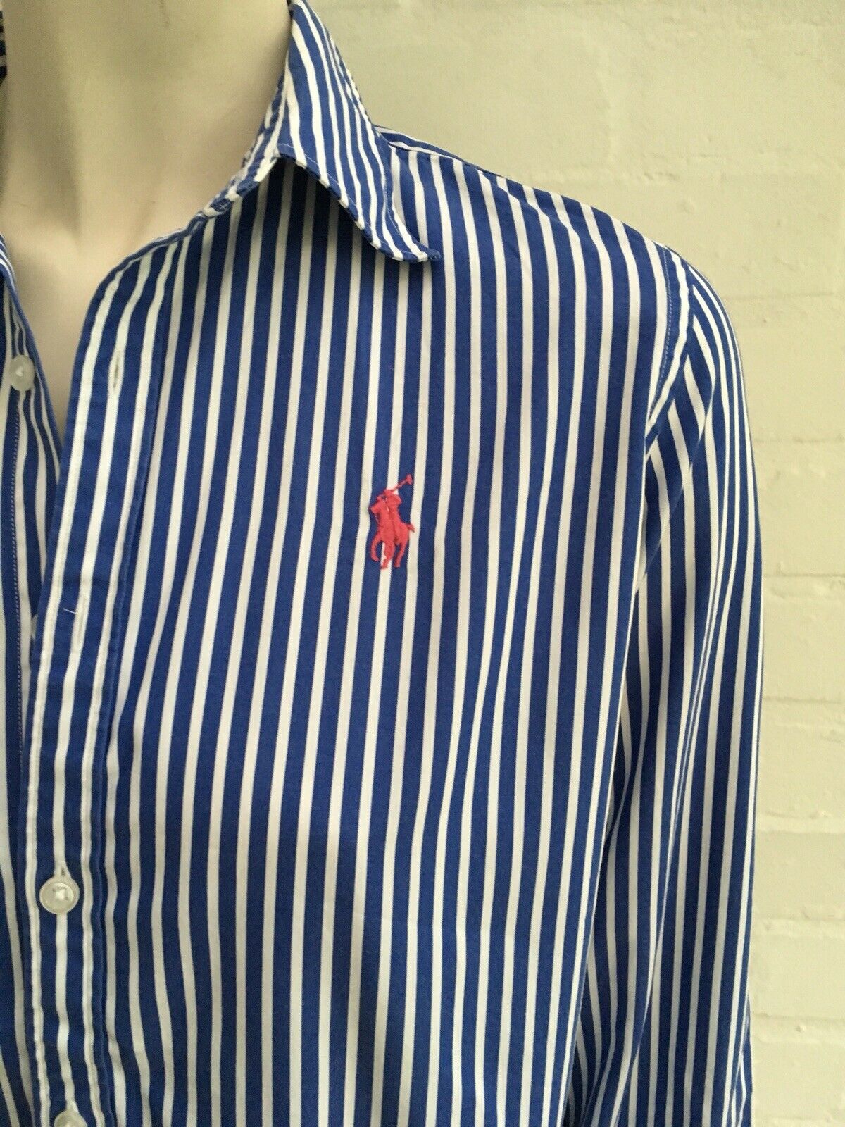 RALPH LAUREN SPORT SLIM FIT STRIPED LONG SLEEVE OFFICE SHIRT SIZE US 8 UK 12 ladies