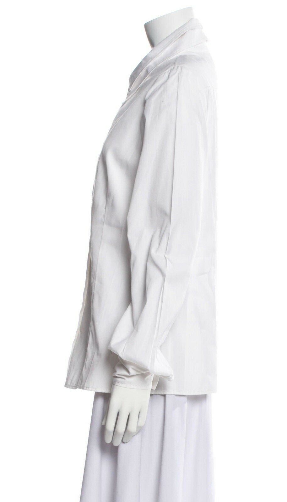 Carolina Herrera Double Collar White Cotton Shirt Size UK 14 US 12 ladies