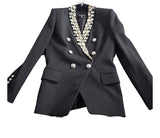 £3,940 Balmain wool double breasted crystals blazer jacket F 40 UK 12 US 8 ladies
