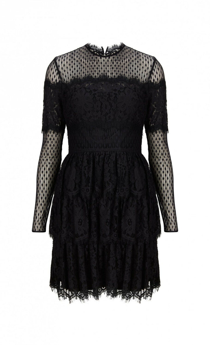Temperley London Constance Tiered Lace Mini Dress Size UK 12 US 8 ladies