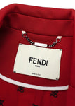 FENDI Red wool patent leather-trimmed jacket blazer Size I 40 S small ladies