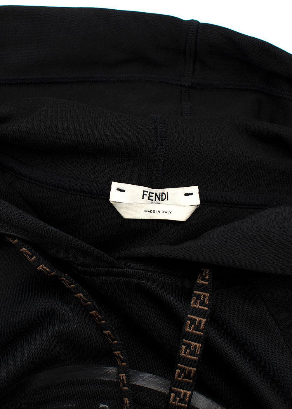 FENDI Ff Black cotton logo tape hoodie & joggers Set Tracksuit Size S small ladies
