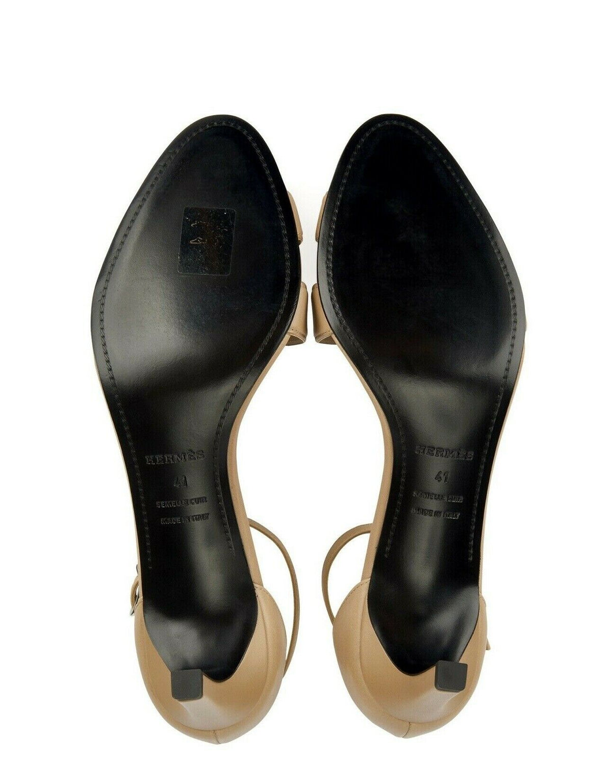 HERMES Hermès Beige Leather Oran Premiere 70 Sandals Size 41 US 11 UK 8 ladies