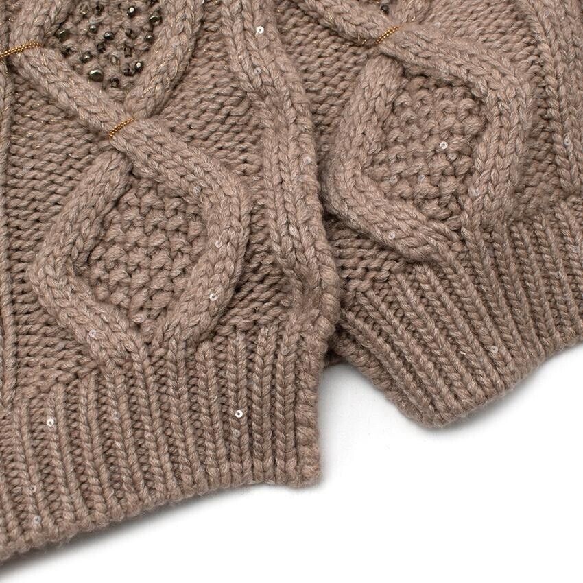 Brunello Cucinelli Cable Knit Cashmere Embellished Cardigan Jacket M Medium ladies