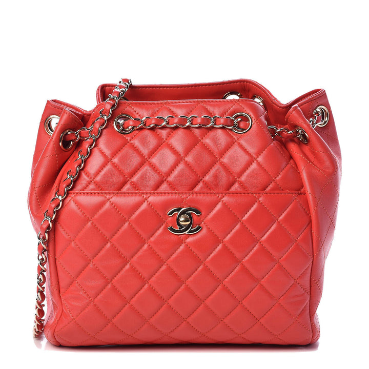 CHANEL Lambskin Quilted Medium Drawstring Classic Bag Handbag ladies