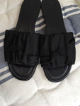 THE ROW Ellen ruched-front satin slides slippers shoes Ladies