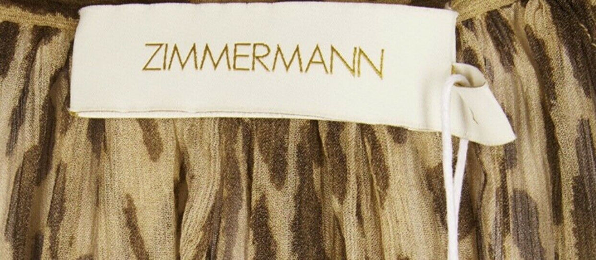 ZIMMERMANN Espionage Animal Print Neck Tie Mini Dress Size 0 XS ladies