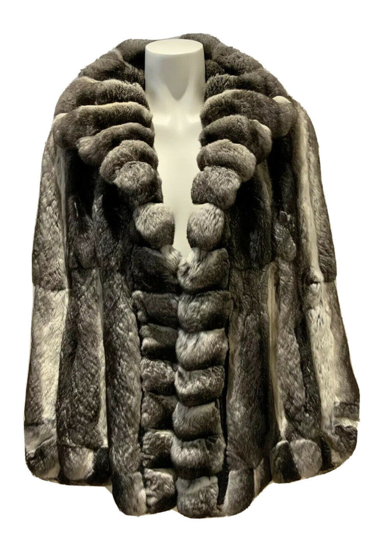 Chinchilla jacket BY Nello Santi Grey FUR Jacket Coat Size I 44 UK 12 US 8 ladies