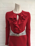 Ralph Lauren Sport Ruffle Cashmere Merino Wool Blend Knit Sweater Dress Ladies