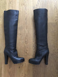 CHANEL CAP TOE OVER THE KNEE LEATHER HIGH BOOTS SIZE 39 1/2 UK 6.5 US 9.5 Ladies