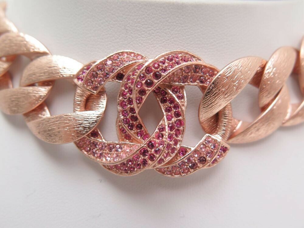 CHANEL This Chain Gold Color CC Rhinestone COCO B16C Necklace Chocker 105g ladies