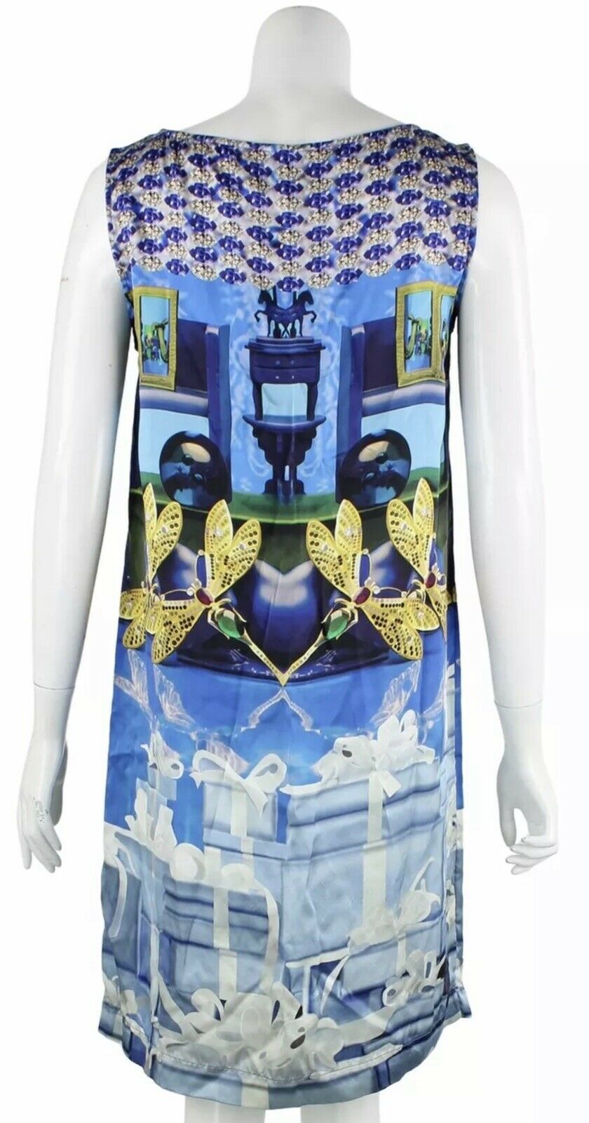 MARY KATRANTZOU Jewel and Dragonfly Printed Silk Tank Dress UK 10 US 6 ladies