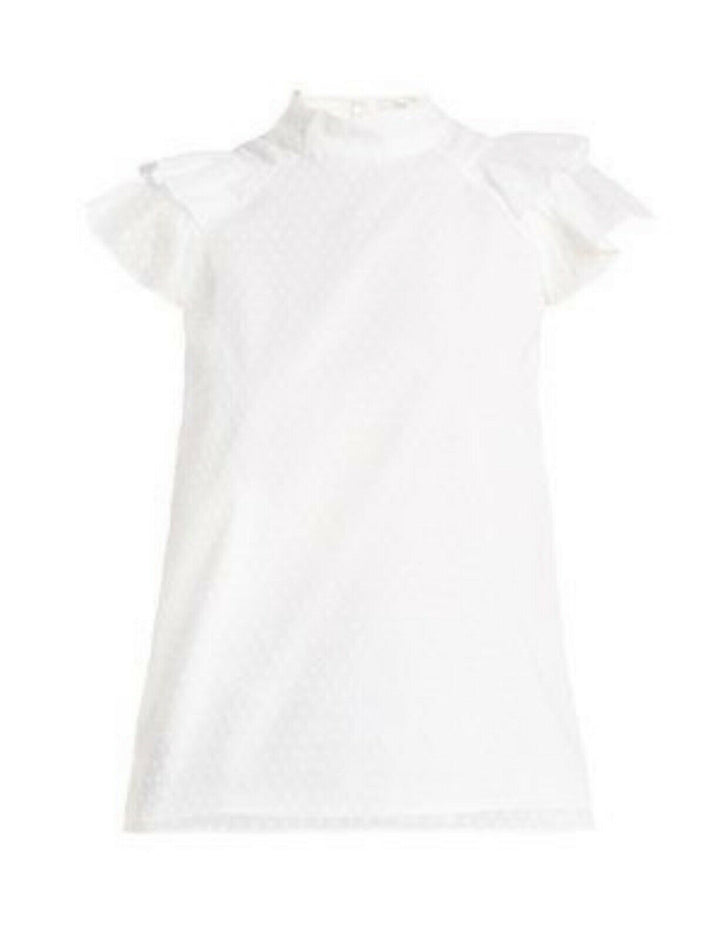 ERDEM Opal ruffled cotton top blouse in white Size UK 8 US 4 I 40 S SMALL ladies