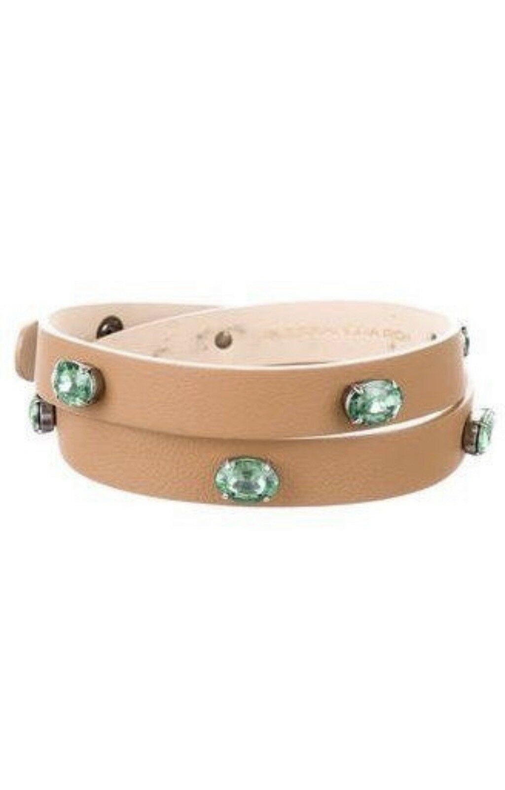ALESSANDRA RICH Brown Jewel Leather Thin Skinny Belt Ladies
