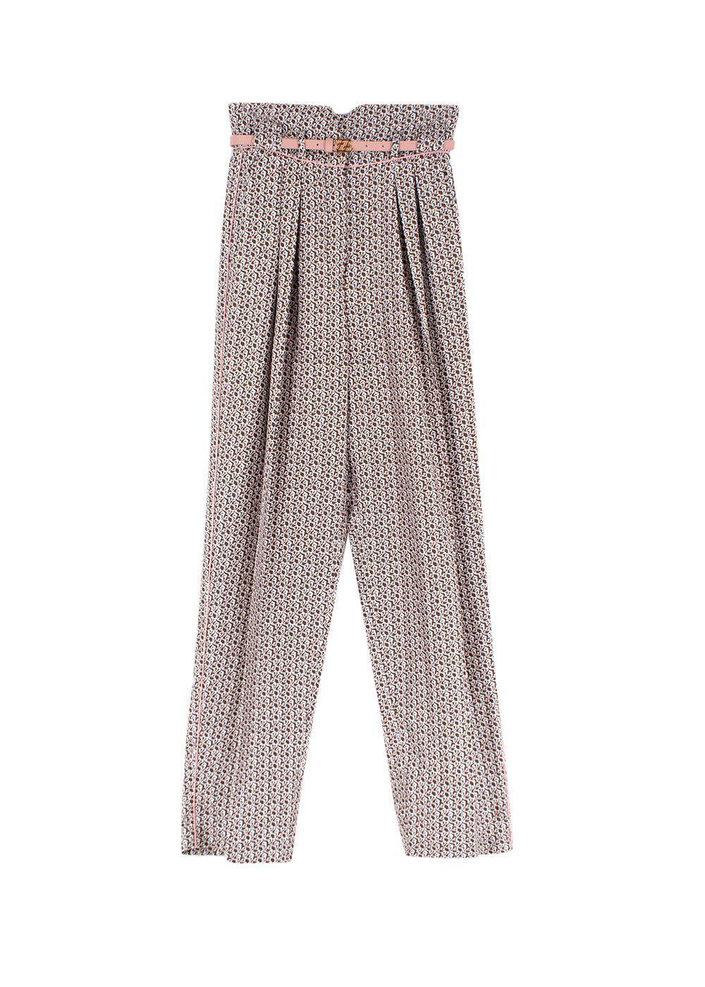 FENDI Karligraphy Liberty Print Silk Twill Shirt & Trouser Set Size I 40 uK 8 US ladies