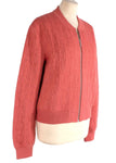HERMES HERMÈS Rose Boise Torsades Cliquetis Unies Zip Cashmere Silk Jacket F 44 ladies