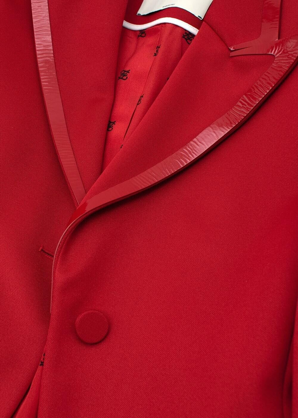 FENDI Red wool patent leather-trimmed jacket blazer Size I 40 S small ladies