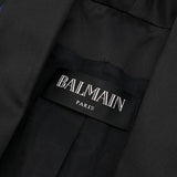 Balmain Blue & Black Striped Satin Blazer Jacket Size F 38 M medium ladies