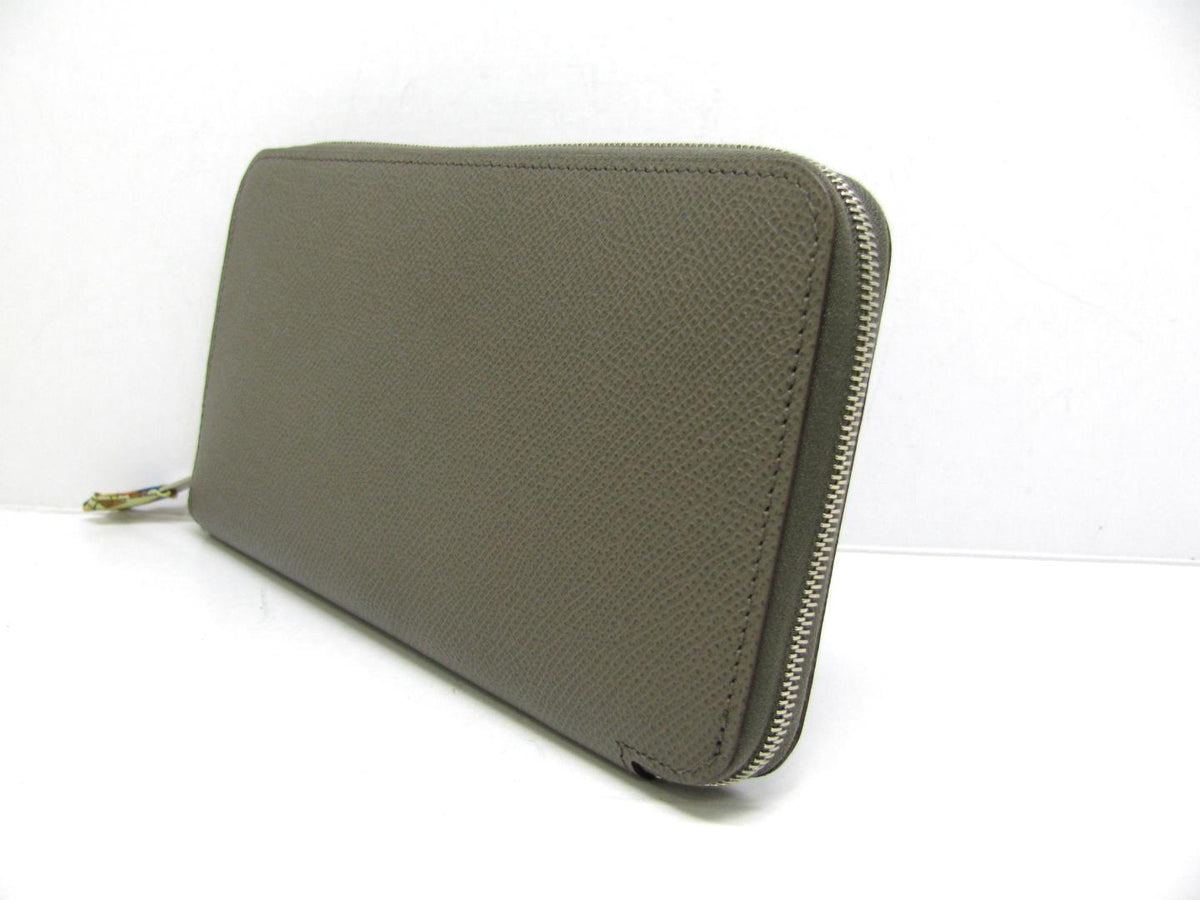 Hermès Hermes Azap Silk In Zip Around Long Wallet Purse Epsom Leather Etoupe Ladies