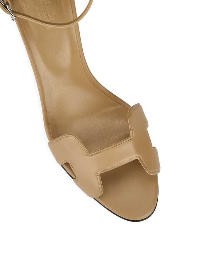 HERMES Hermès Beige Leather Oran Premiere 70 Sandals Size 41 US 11 UK 8 ladies