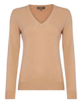 N.Peal Beige Cashmere Knit V neck Jumper Sweater Size M Medium ladies