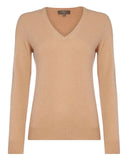 N.Peal Beige Cashmere Knit V neck Jumper Sweater Size M Medium ladies