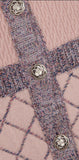 CHANEL RARE Coco Brasserie Tweed Pink Jacket DRESS Camellia buttons Size F 42 ladies