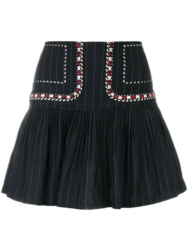 ISABEL MARANT ÉTOILE Jessie Pinstripe Linen Embroidered Skirt Size 38 US 6 UK 10 ladies